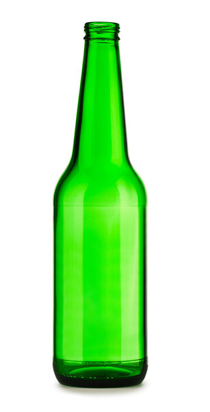Empty green bottle of beer