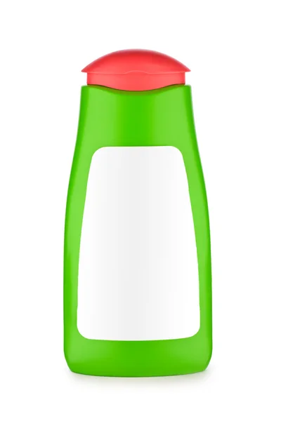 Zelená láhev šamponu — Stock fotografie