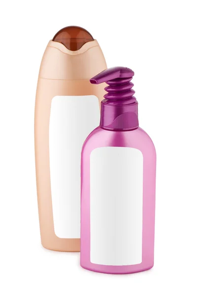 Bottiglia rosa e marrone isolato — Foto Stock