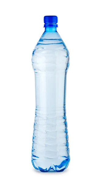 Singola bottiglia blu ith acqua isolata — Foto Stock