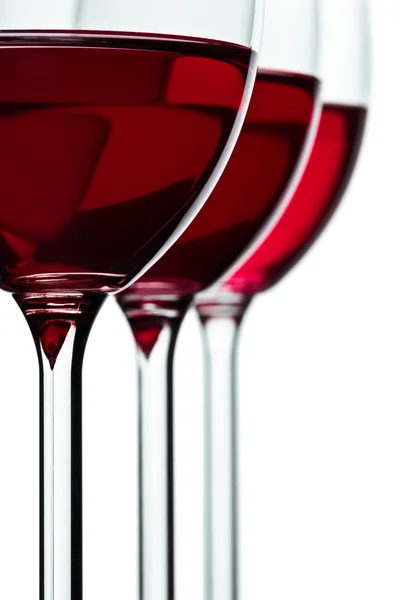 Bicchiere Trhee con vino rosso — Foto Stock