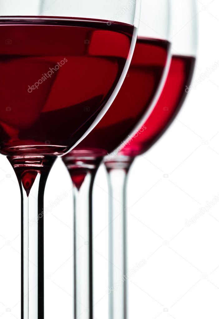 Trhee glass with red wine