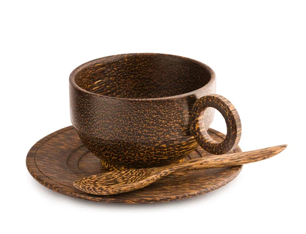 Lege bruin houten cup van teak boom — Stockfoto