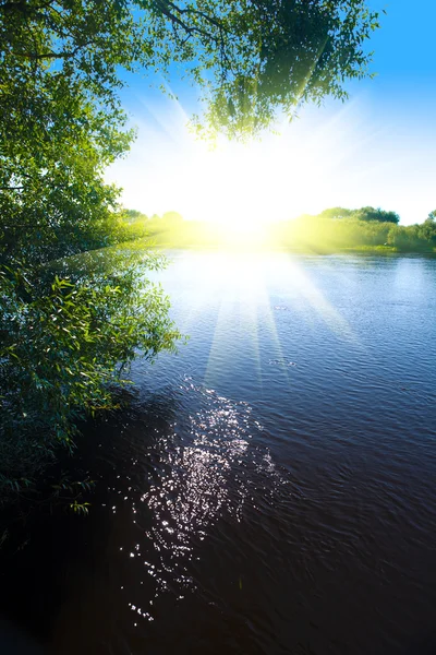 Řeka a slunce — Stock fotografie