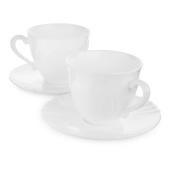 Дві чашки на тарілці ізольовані — стокове фото
