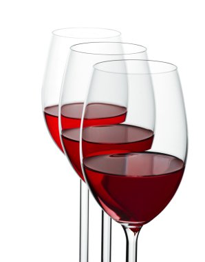 Three wineglases with red wine clipart
