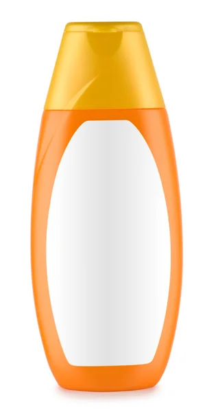 Orange bottle of shampoo isolated — Stock Photo, Image