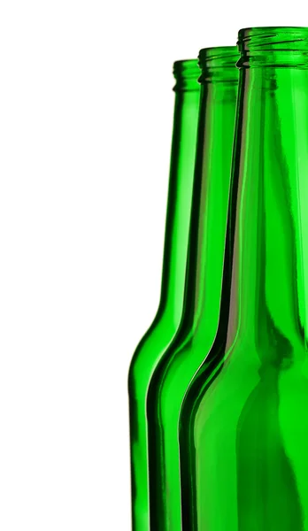 Horní prázdnou láhev zelené pivo — Stock fotografie