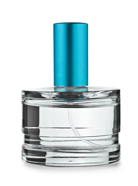 Transparante parfumfles geïsoleerd op wit — Stockfoto