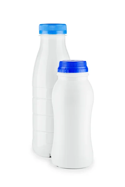 Due bottiglie bianche isolate] — Foto Stock