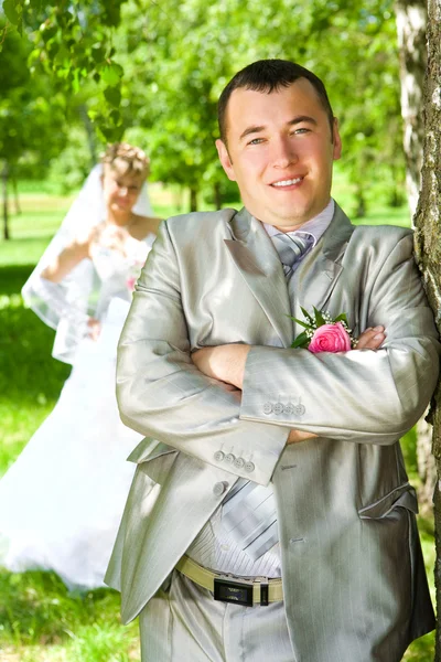 Esguicho e noiva — Fotografia de Stock