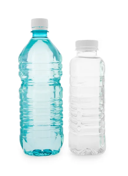 Бірюзові безбарвні прозорі пляшки — стокове фото