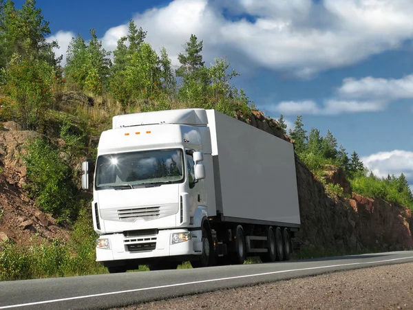 Truck Driving Road Mountain — ストック写真