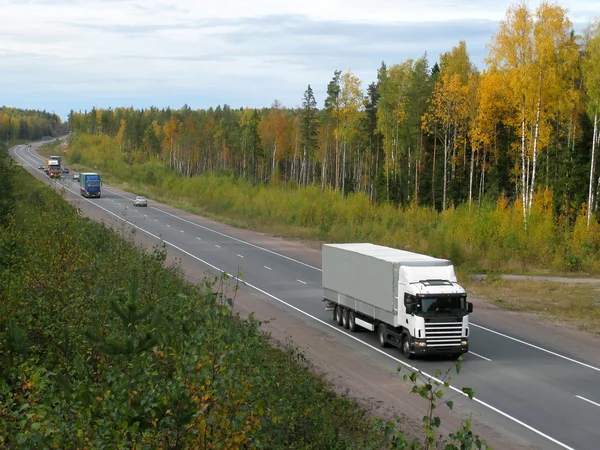 Truck Autumn Forest — Stockfoto