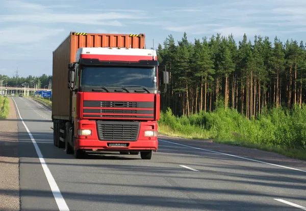 Vrachtwagen Onderweg Bewegingsonscherpte — Stockfoto