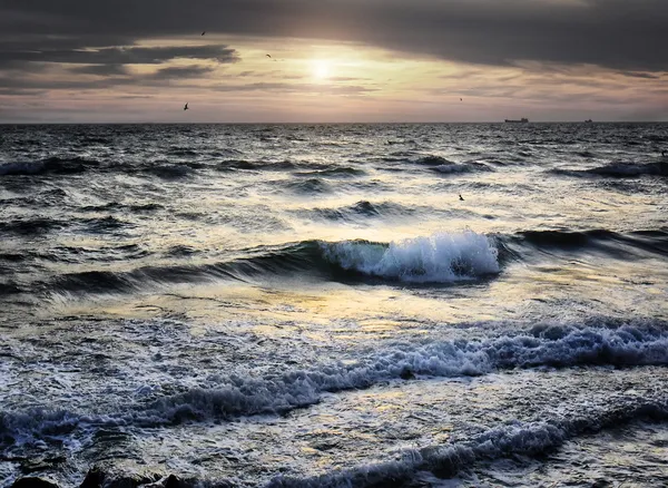 Πορτρέτο του κύματος θάλασσα στο ηλιοβασίλεμα — Φωτογραφία Αρχείου