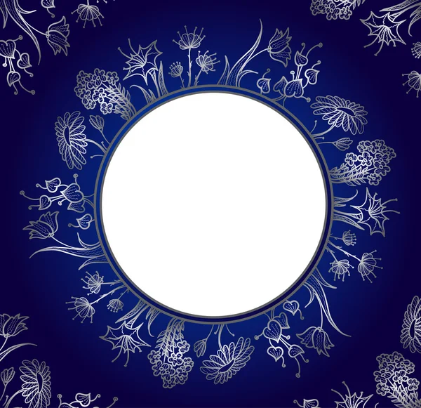 Abstract Blue Background Floral Frame —  Vetores de Stock