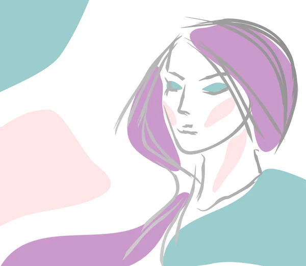 Dívka s fialovými vlasy — Stockový vektor