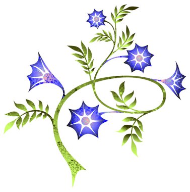 Branch with blue flowers clipart