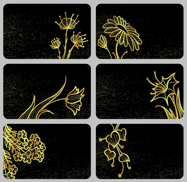 Set kartu dengan bunga - Stok Vektor