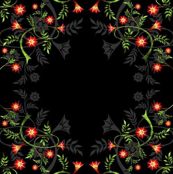 Ramas con flores rojas — Vector de stock