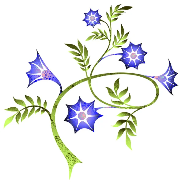 Kék virágok ág — Stock Vector