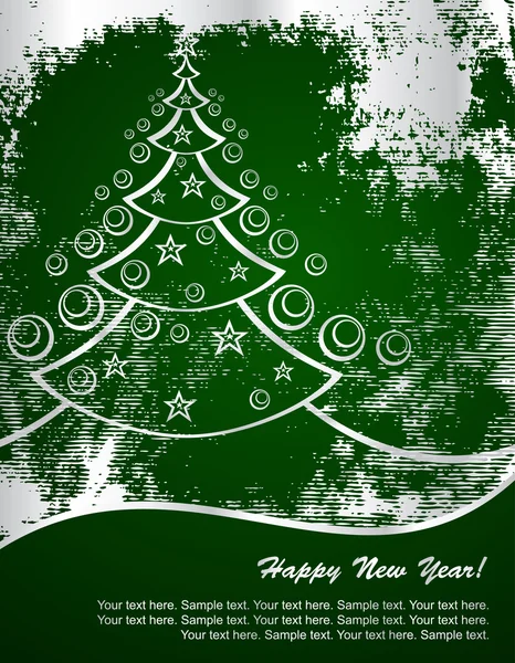 Новогодняя елка на зелени — стоковый вектор