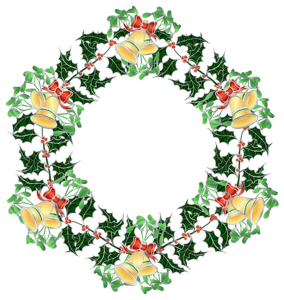 Couronne de Noël avec cloches — Image vectorielle