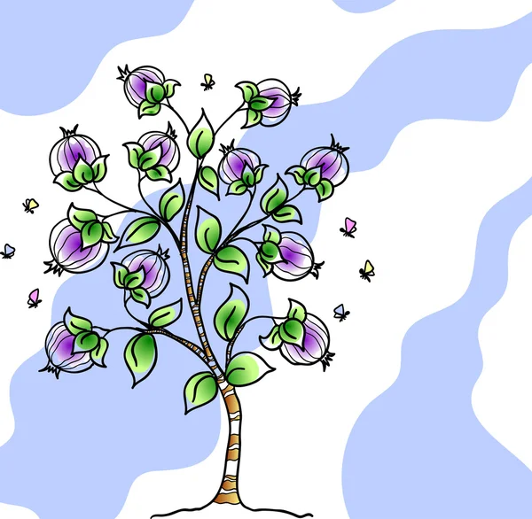 Jonge boom met vruchten — Stockvector