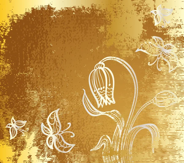 Золотий фон з тюльпаном — стоковий вектор