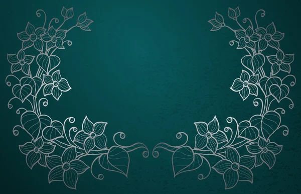 Silver flowers on green — Stock Vector