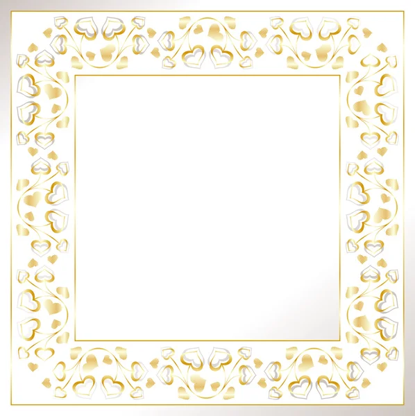 Frame met gouden bloemmotief — Stockvector