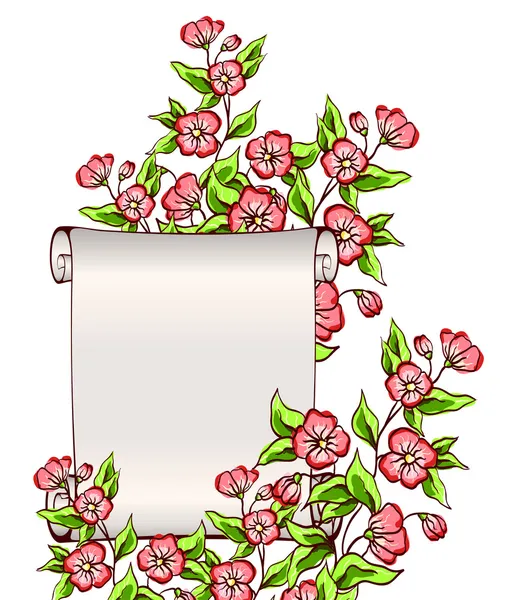 Manuscript with flowers — Stock Vector
