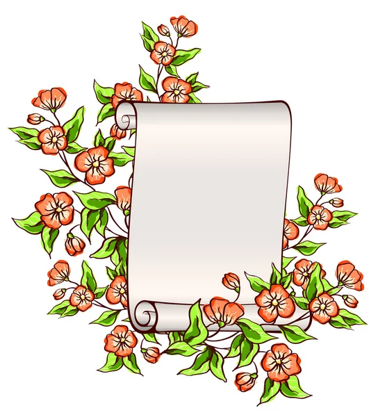 Manuscript with flowers — Stock Vector