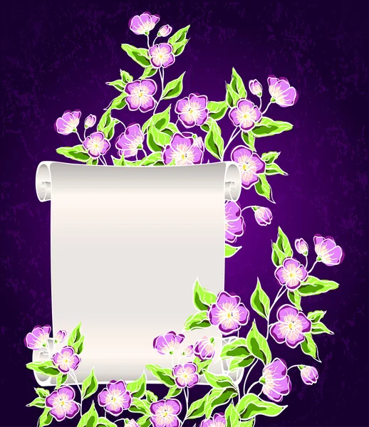 Manuscript with night flowers — Stock Vector