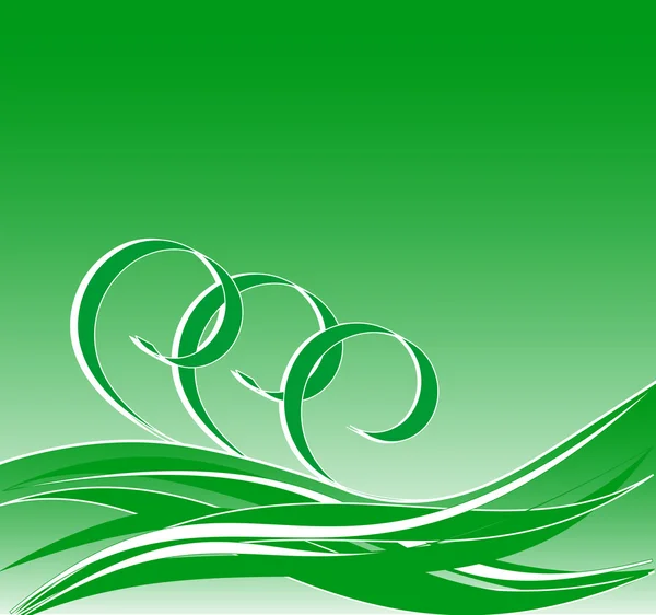 Green Abstract Background Wavy Lines Vector Illustration — ストックベクタ