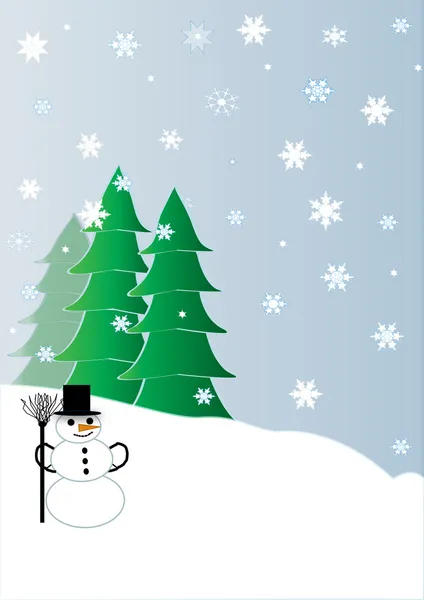 Muñecos de nieve con los árboles de Navidad —  Fotos de Stock