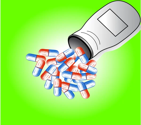 Medicijnfles en pillen — Stockvector