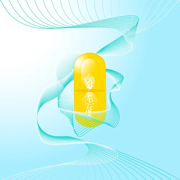 Gold pill with a wave — Stock Vector