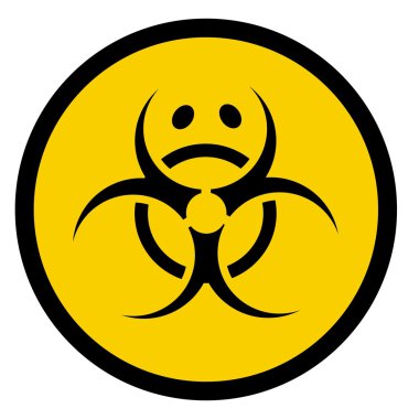 Bio hazard symbol with sad face clipart