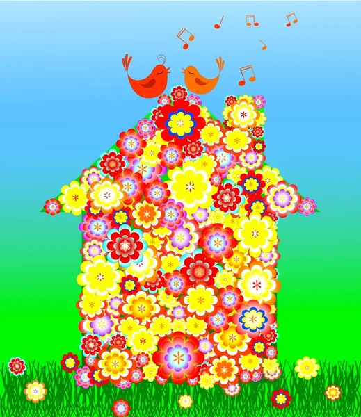Ilustracja kwiaty domu — Zdjęcie stockowe