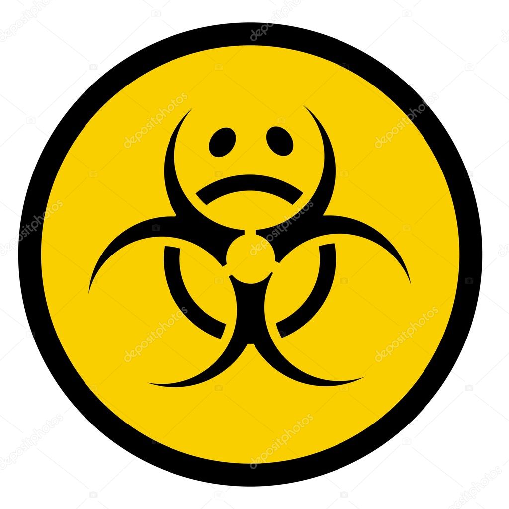 Bio hazard symbol with sad face