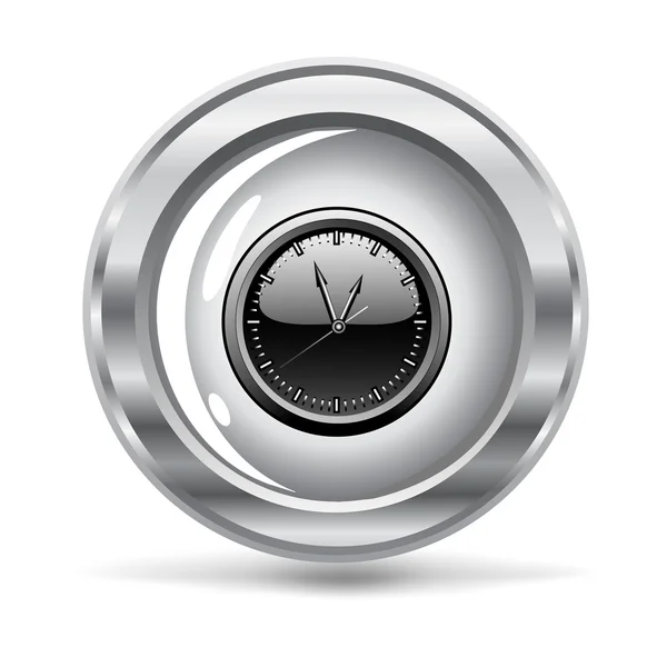 Ícone metálico com relógio — Vetor de Stock