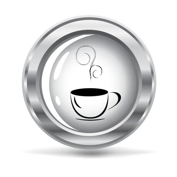 Kovové tlačítko s šálkem kávy — Stockový vektor