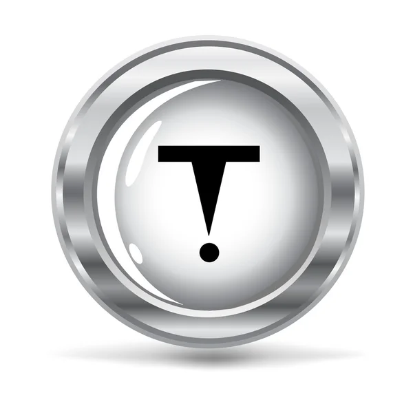 Metallic button with a hazard sign — Stock Vector