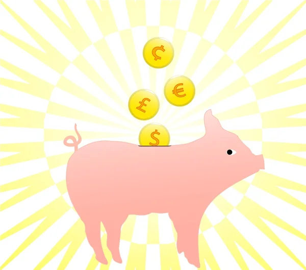 Свинья с монетами — стоковый вектор