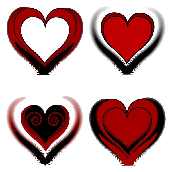 Cztery różne serca — Zdjęcie stockowe