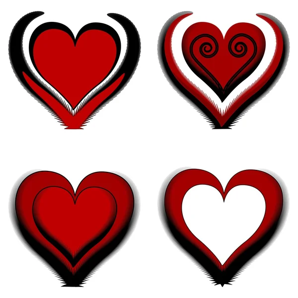 Fyra olika hjärtan — Stockfoto