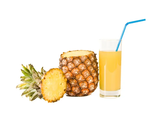 Succo d'ananas e ananas maturo — Foto Stock
