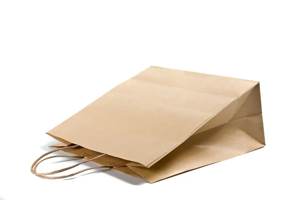 Papír bevásárló táska fehér háttér. — Stock Fotó